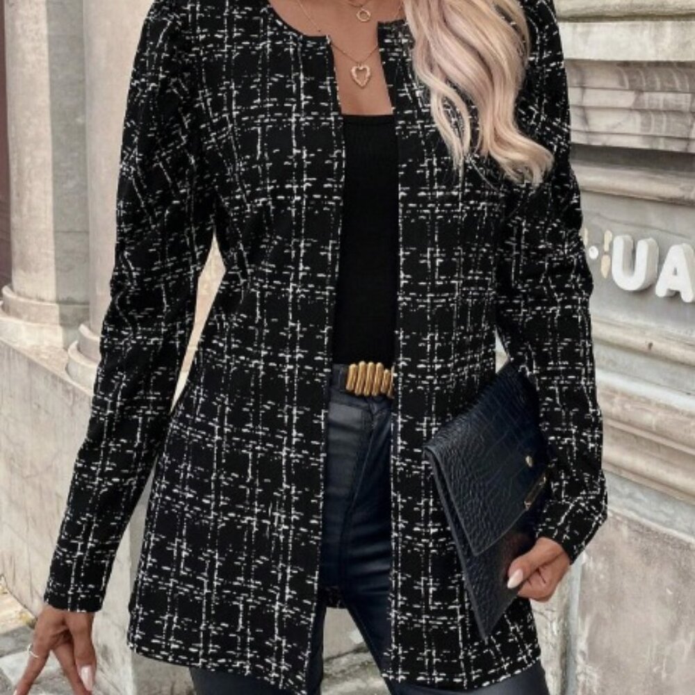 NWOT Plaid Open Front Coat